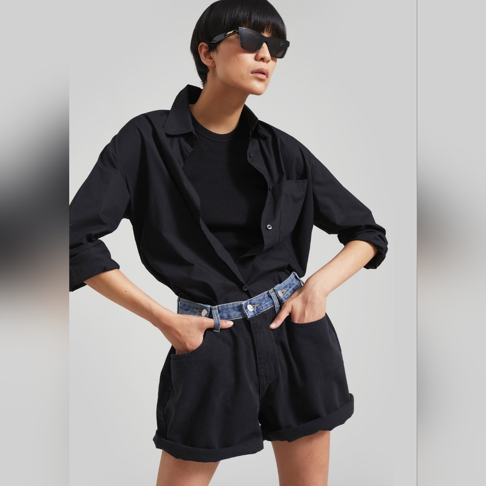 The Frankie Shop Hayla Contrast Denim Shorts - Picture 4 of 15